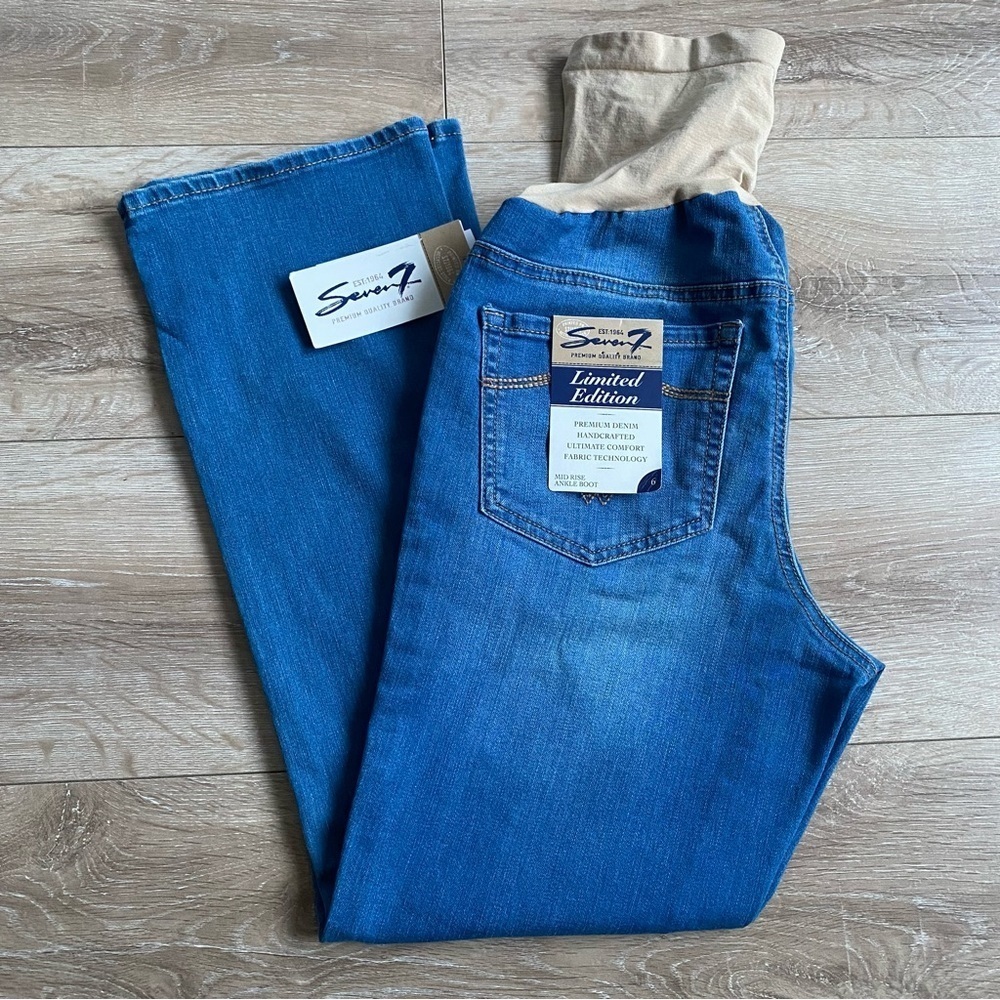 NWT Seven7 Maternity Jeans size 6 mid rise‎ ankle boot cut denim